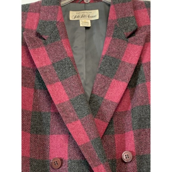 Vintage Exclusive Saks Fifth Avenue Wool Blend Pink Black Plaid Size 8 - Picture 6 of 10
